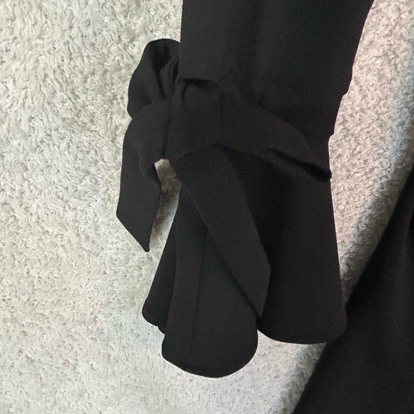 Calvin Klein Black A-Line Dress with V-Neck and Bell Sleeves NWOT - Picture 2 of 13